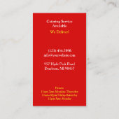 Shawarma Middle East Business Card Visitenkarte (Rückseite)