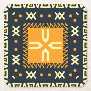 Shawl-Design: Indisches Batik-Quadrat. Rechteckiger Pappuntersetzer