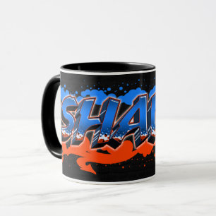 Shawn Vorname Name Graffiti blue orange Tasse