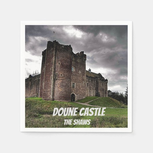 Shaws' Doune Castle, Schottland, Dark Stormy Name Serviette (Vorderseite)