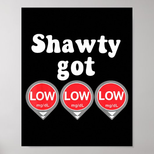 Shawty Got Low Diabetes Meme Cgm Alert Icons  Poster (Vorne)