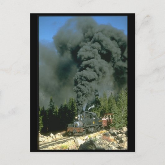 Shay Nr. 12 erpresst den Himmel auf_Dampfzügen Postkarte (Vorderseite)