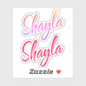 Shayla name cursive Beschriftung x2 Aufkleber (Blatt)