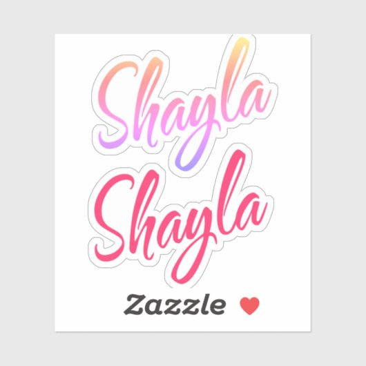 Shayla name cursive Beschriftung x2 Aufkleber (Blatt)