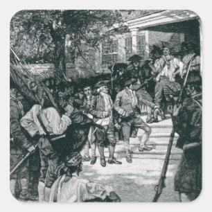 Shays Mob im Besitz eines Gerichtsgebäudes Quadratischer Aufkleber