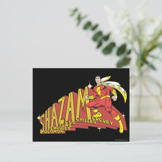 Shazam Acronym Postkarte (Stehend Vorderseite)