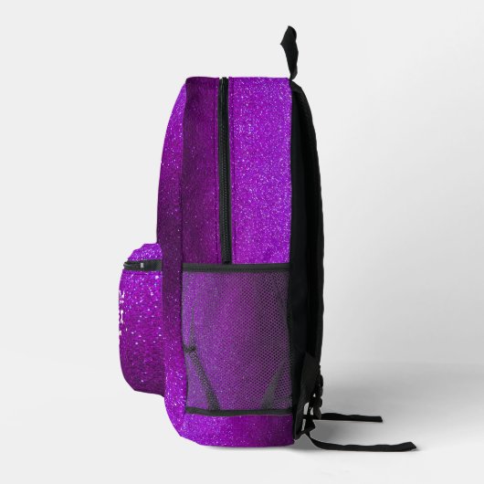 She Believed She Could Purple Glitter Sparkles Bedruckter Rucksack (Rechts)