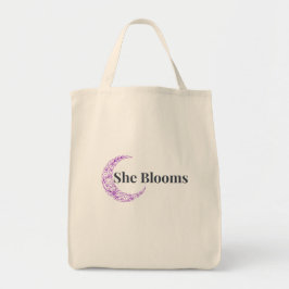She Blooms Floral Inspirational Tote Bag Tragetasche