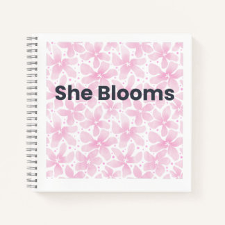 She Blooms Inspirational Floral Notebook Notizblock