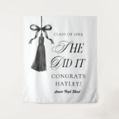 She Did It Black Bow Graduation Party Wandteppich (Vorderseite)