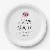 She Did It Coquette Girly Graduation Party Pappteller (Vorderseite)