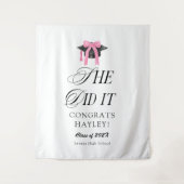 She Did It Coquette Girly Graduation Party Wandteppich (Vorderseite)