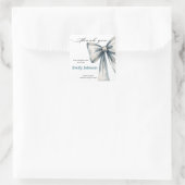 She did it Graduation invitation Photo Blue Bow Quadratischer Aufkleber (Tasche)