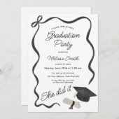 She Did It Graduation Party Einladung (Vorne/Hinten)