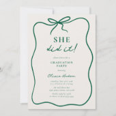 She Did It! Graduation Party Einladung (Vorderseite)