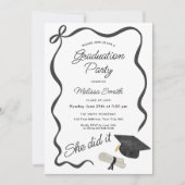 She Did It Graduation Party Photo Einladung (Vorderseite)