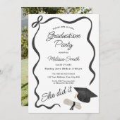 She Did It Graduation Party Photo Einladung (Vorne/Hinten)