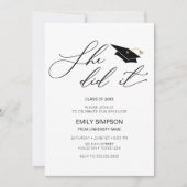 She did it modern Graduation invitation Einladung (Vorderseite)