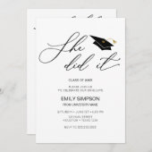 She did it modern Graduation invitation Einladung (Vorne/Hinten)