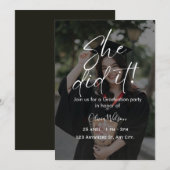 She Did It Script Fully Editable Graduation  Einladung (Vorne/Hinten)