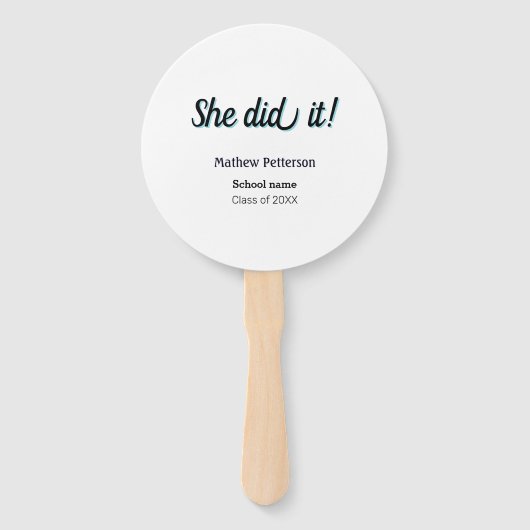 She did it simple black classy modern graduation fächer (Vorderseite)