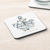 She Found Her Anchor Nautical Bridal Shower Getränkeuntersetzer (Linke Seite)