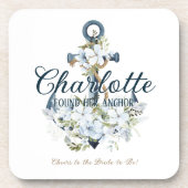 She Found Her Anchor Nautical Bridal Shower Getränkeuntersetzer (Vorderseite)