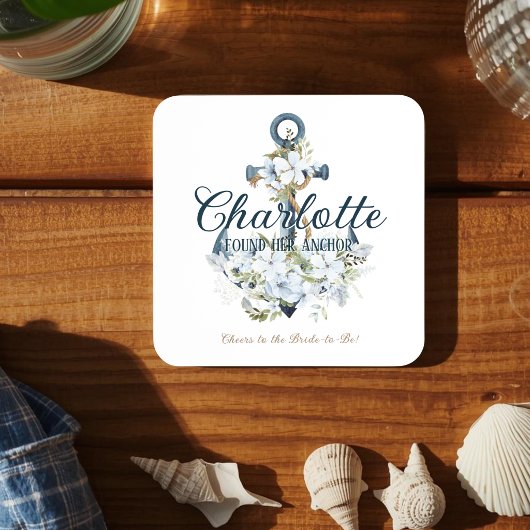 She Found Her Anchor Nautical Bridal Shower Getränkeuntersetzer