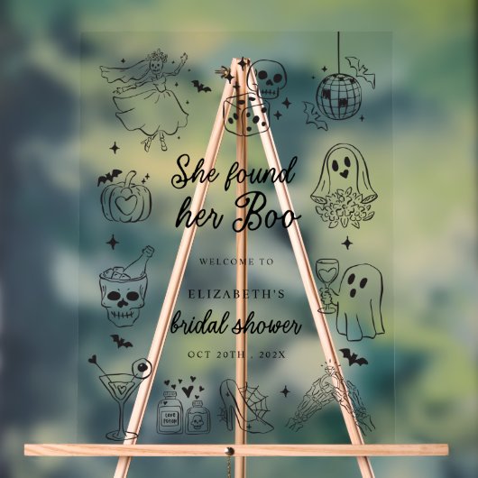 She Found Her Boo Bridal Shower Welcome Sign Acrylschild (Neutral)