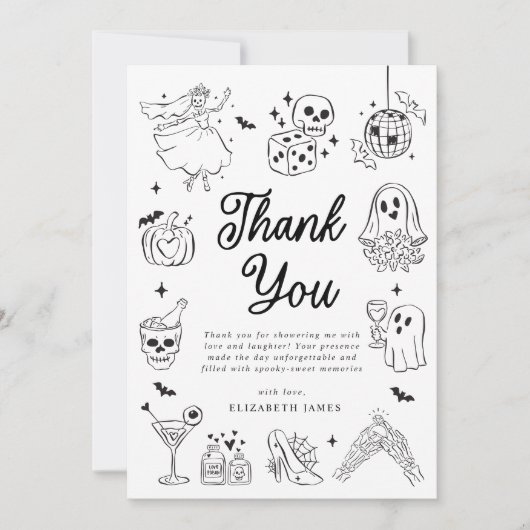 She Found Her Boo Ghost Floral Bridal Shower Dankeskarte (Vorderseite)