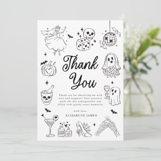 She Found Her Boo Ghost Floral Bridal Shower Dankeskarte (Stehend Vorderseite)