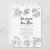She Found Her Boo Ghost Floral Bridal Shower Einladung (Vorderseite)