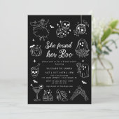 She Found Her Boo Ghost Floral Bridal Shower Einladung (Stehend Vorderseite)