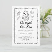 She Found Her Boo Ghost Floral Bridal Shower Einladung (Stehend Vorderseite)