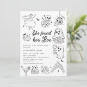 She Found Her Boo Ghost Floral  Bridal Shower  Einladung (Stehend Vorderseite)