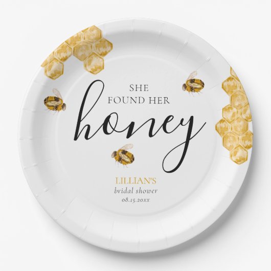She Found Her Honey Bee Bridal Shower  Pappteller (Vorderseite)