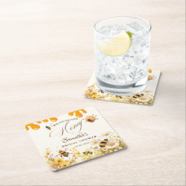 She found her honey Bee bridal shower Rechteckiger Pappuntersetzer