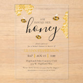 She Found Her Honey Bee Themed Bridal Shower Acryleinladungen (Vorderseite)