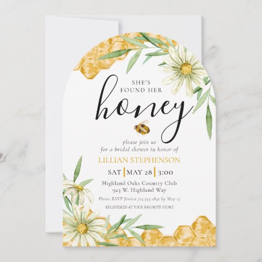 She Found Her Honey Bee Themed Daisy Bridal Shower Einladung (Vorderseite)