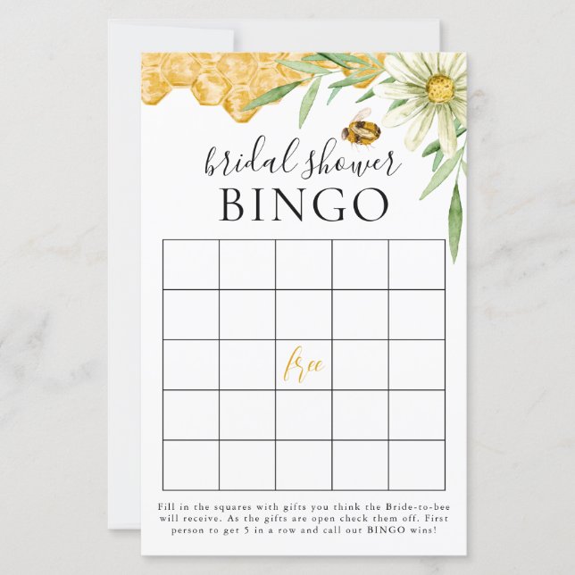 She Found Her Honey Bridal Shower Bingo Game Card (Vorderseite)