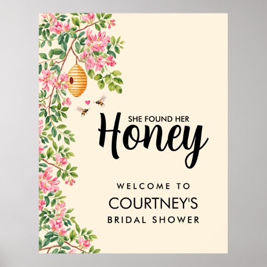 She Found Her Honey Bridal Shower Welcome Sign Poster (Vorne)
