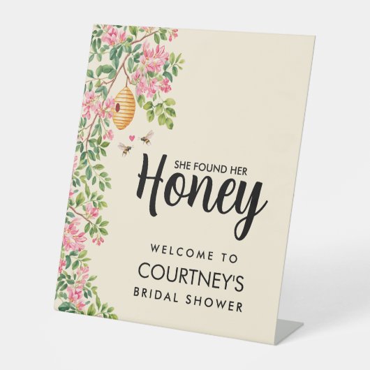 She Found Her Honey Bridal Shower Welcome Sign Sockelschild (Vorderseite)