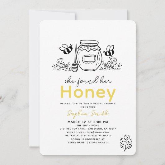 She found her Honey Hand-drawn Bridal Shower Einladung (Vorderseite)