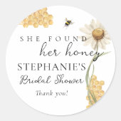 She Found Her Honey Personalized Bridal Shower Runder Aufkleber (Vorderseite)