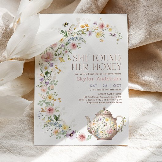 She Found Her Honey Wildflower Bridal Shower Tea Einladung