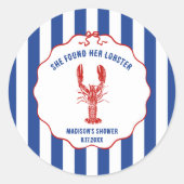 She Found Her Lobster Nautical Bridal Shower Runder Aufkleber (Vorderseite)
