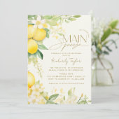 She Found Her Main Squeeze Lemon Bridal Shower Inv Einladung (Stehend Vorderseite)