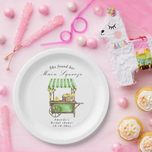 She Found Her Main Squeeze Lemon Bridal Shower Pappteller (Party)