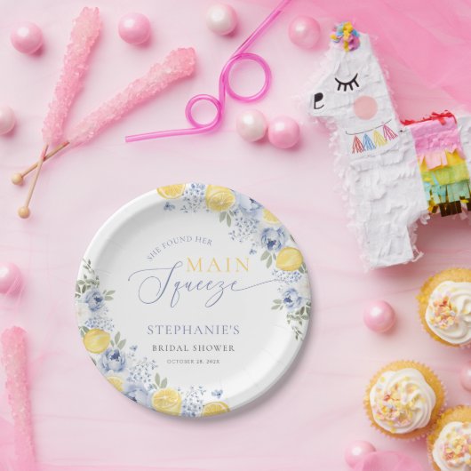 She Found Her Main Squeeze Lemon Bridal Shower Pappteller (Party)