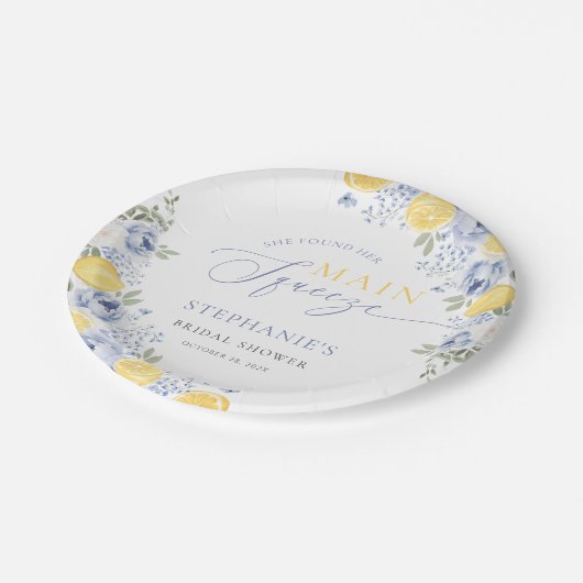 She Found Her Main Squeeze Lemon Bridal Shower Pappteller (Schrägansicht)